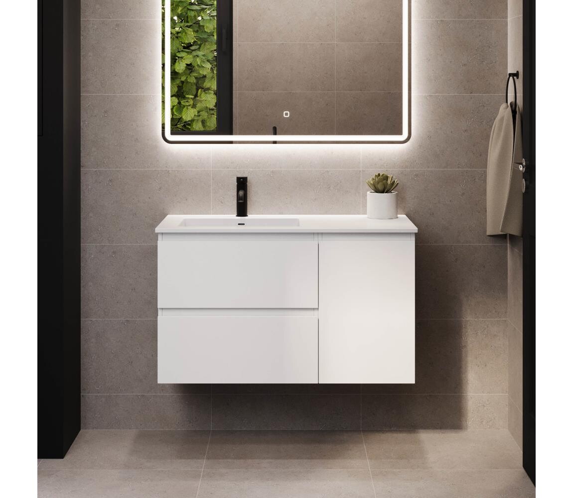 BATH DELUXE Koupelnová skříňka s umyvadlem HELSINKI 95 cm levá/bílá BT0181+BT0191