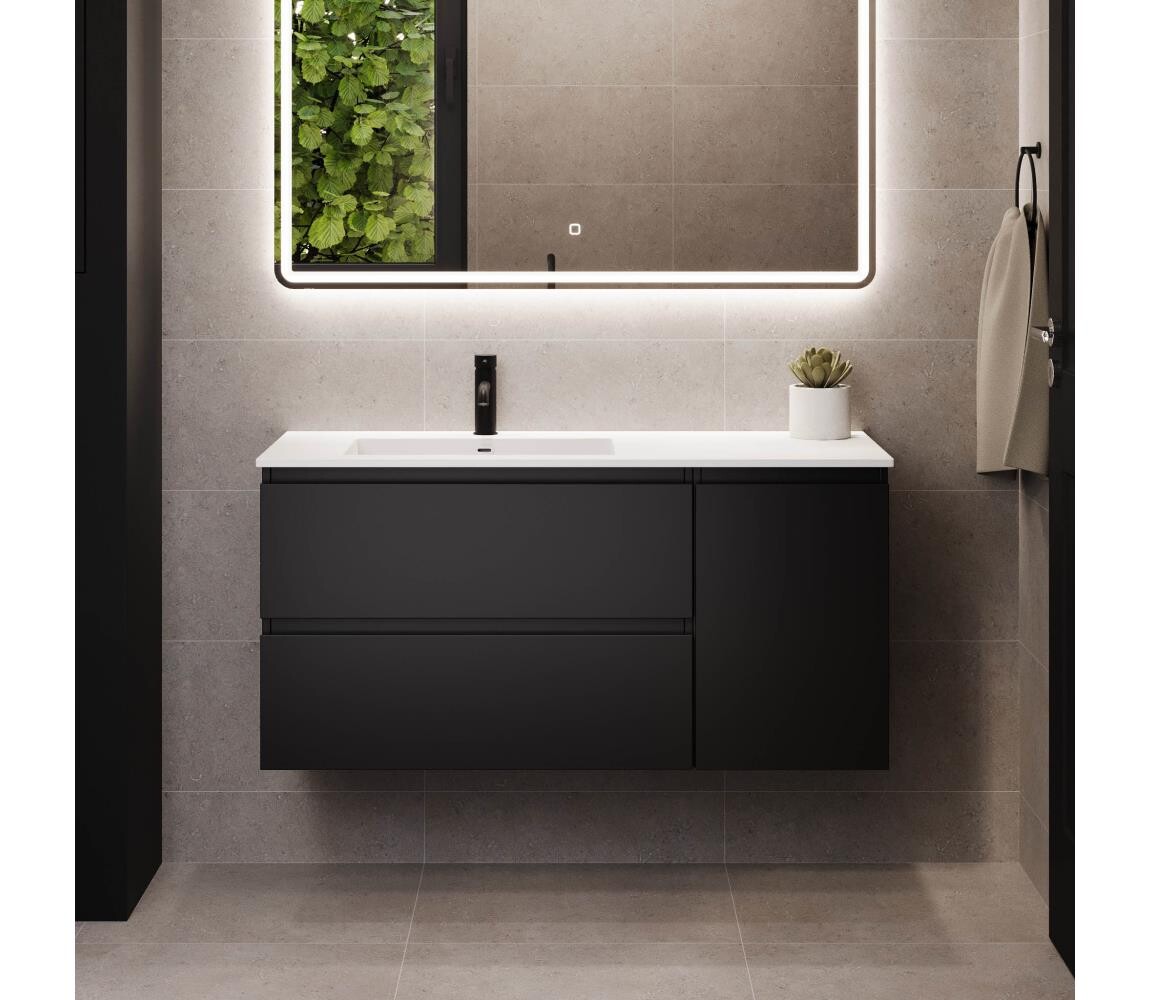 BATH DELUXE Koupelnová skříňka s umyvadlem HELSINKI 115 cm levá/černá BT0184+BT0194