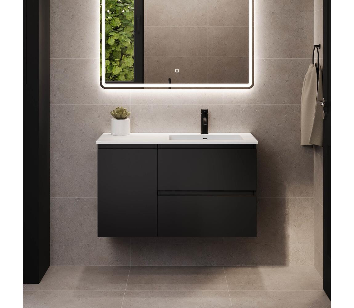 BATH DELUXE Koupelnová skříňka s umyvadlem HELSINKI 95 cm pravá/černá BT0182+BT0192