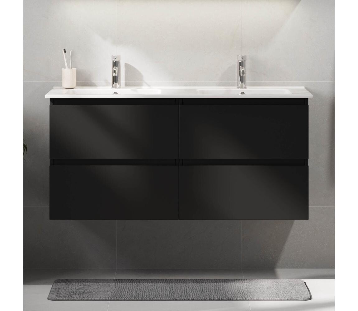 BATH DELUXE Koupelnová skříňka s umyvadlem HELSINKI 120 cm černá 2xBT0186+BT0197