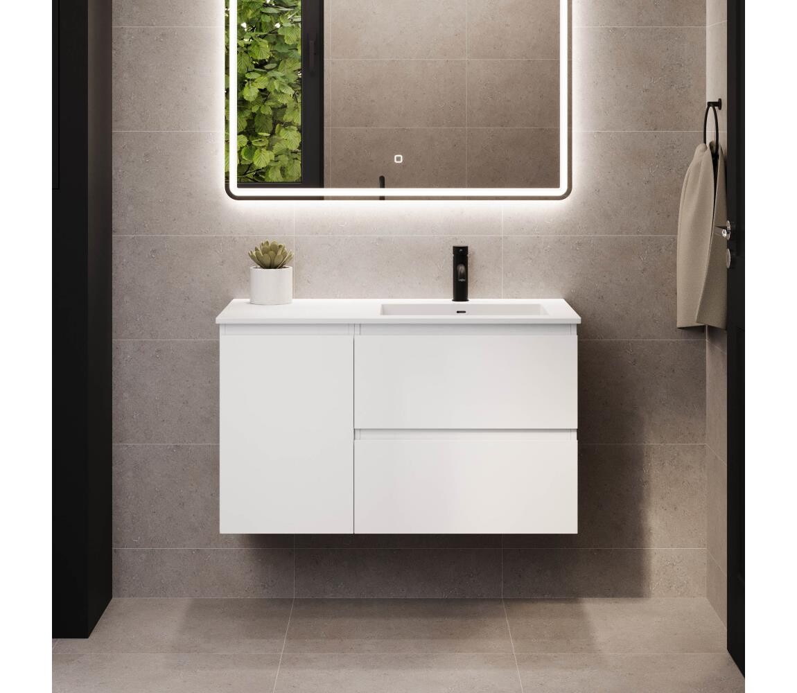 BATH DELUXE Koupelnová skříňka s umyvadlem HELSINKI 95 cm pravá/bílá BT0181+BT0192