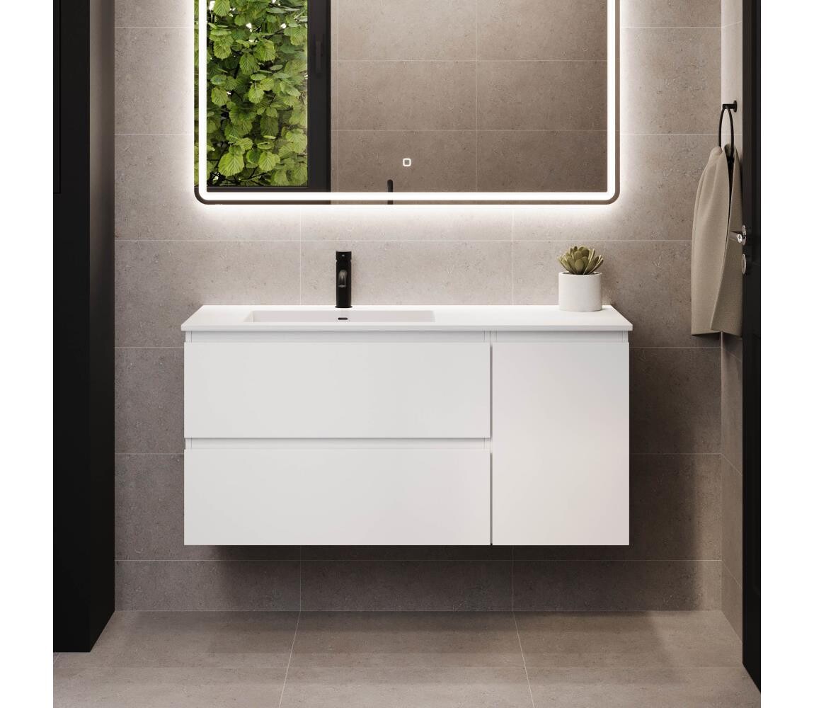 BATH DELUXE Koupelnová skříňka s umyvadlem HELSINKI 115 cm levá/bílá BT0183+BT0194