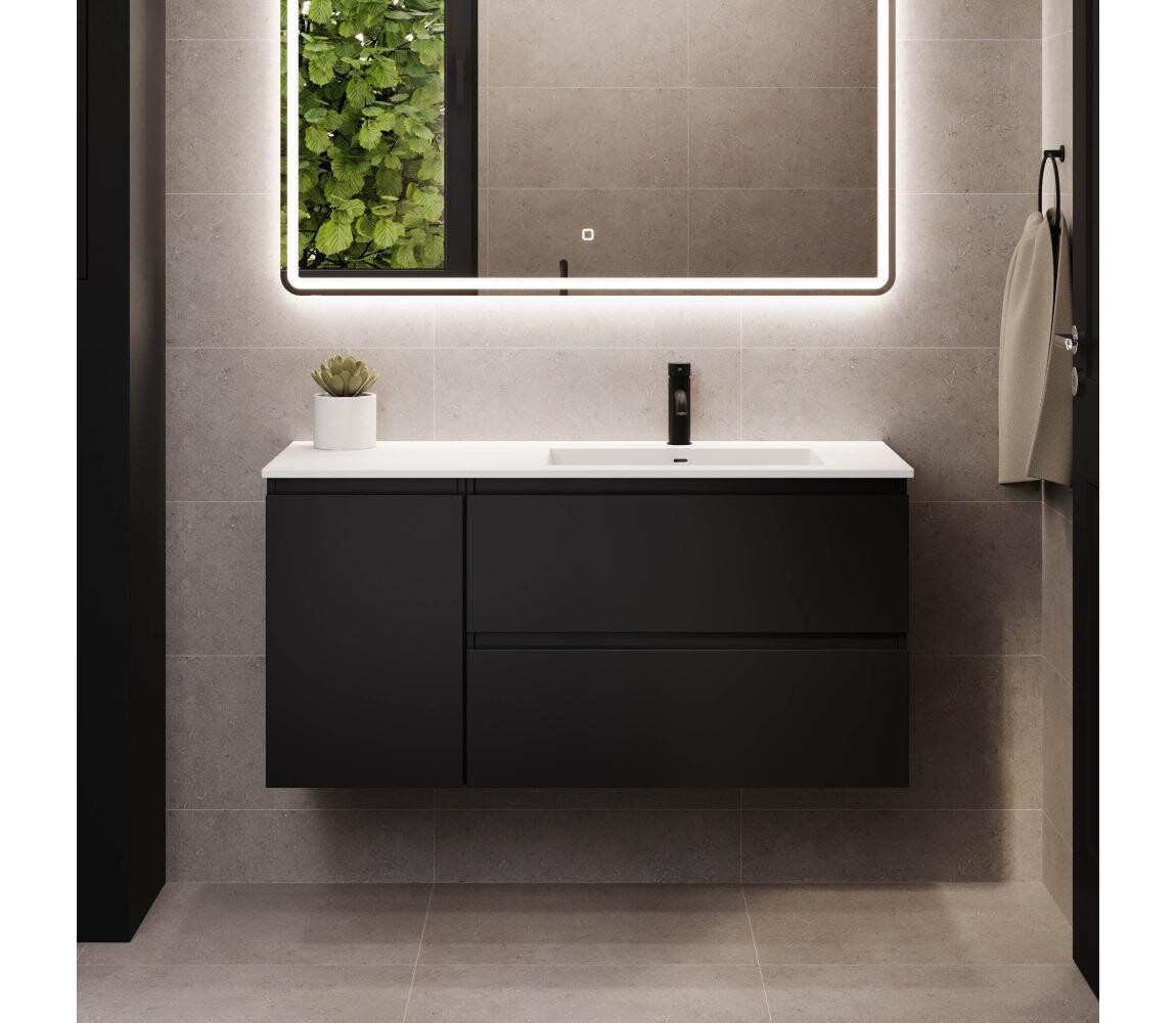 BATH DELUXE Koupelnová skříňka s umyvadlem HELSINKI 115 cm pravá/černá BT0184+BT0195