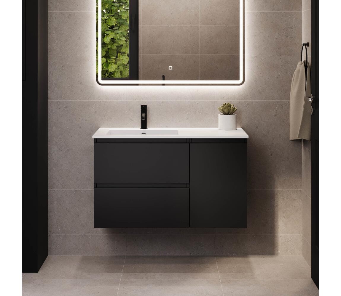 BATH DELUXE Koupelnová skříňka s umyvadlem HELSINKI 95 cm levá/černá BT0182+BT0191