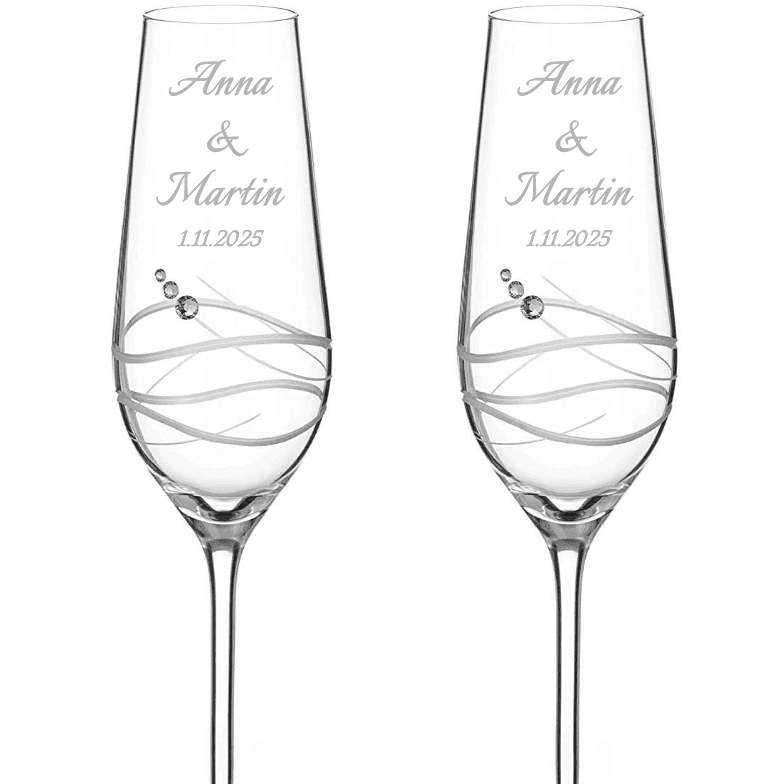 Dekorant Svatební sklenice na šampaňské Venezia s krystaly Swarovski 230 ml 2KS