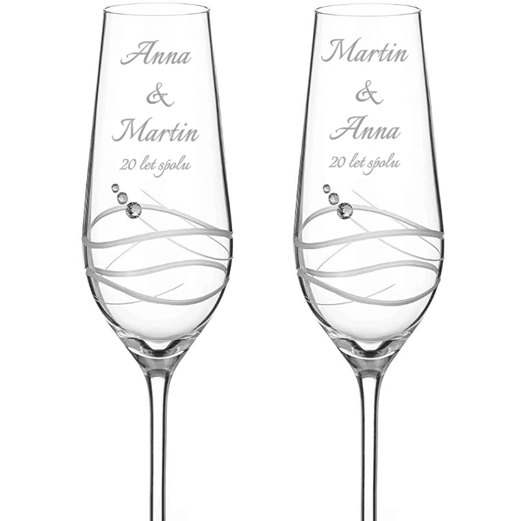 Dekorant Skleničky na šampaňské k výročí Venezia s krystaly Swarovski 230 ml 2KS