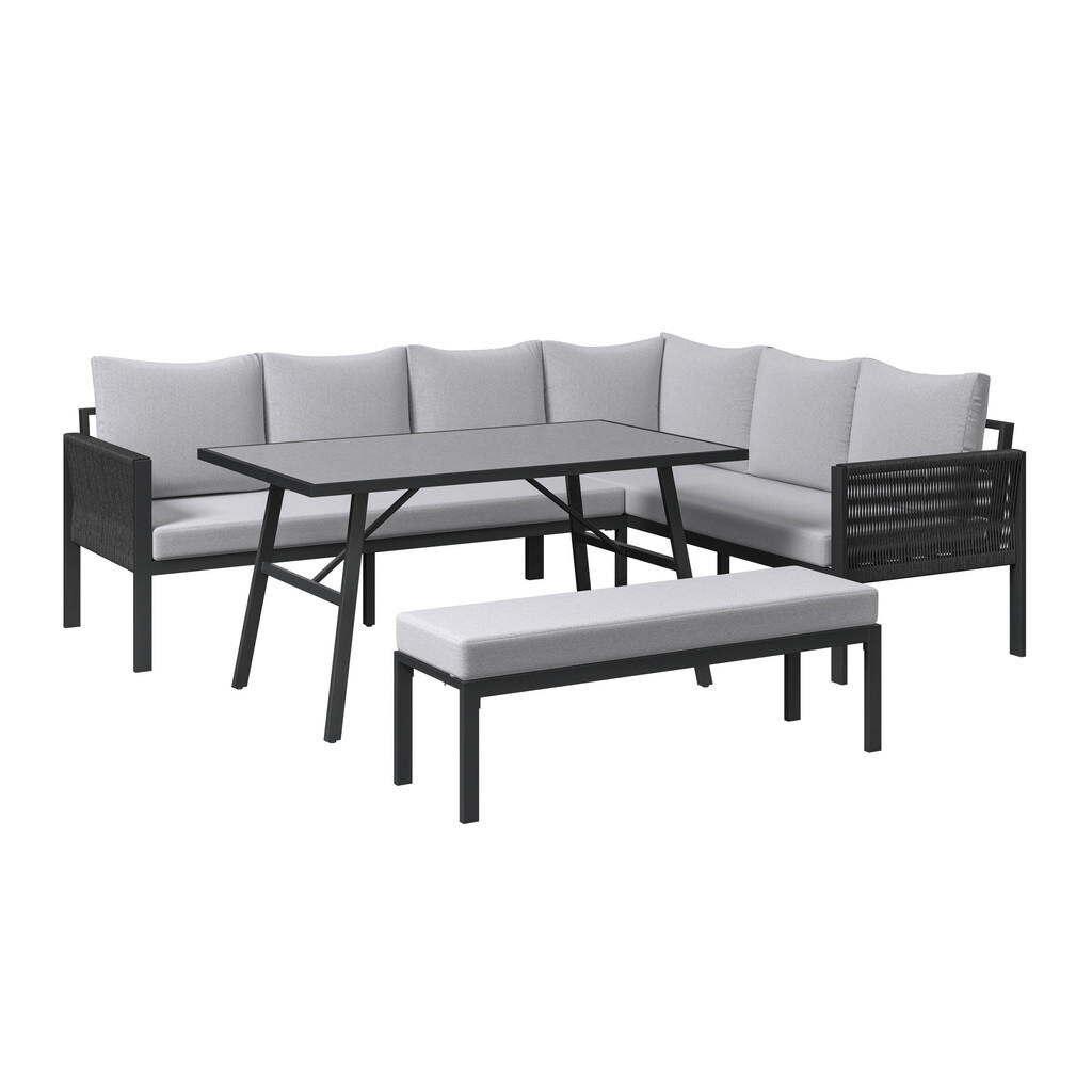 Ambia Garden JÍDELNÍ TERASOVÁ SOUPRAVA 4dílné, kov, plast, textil