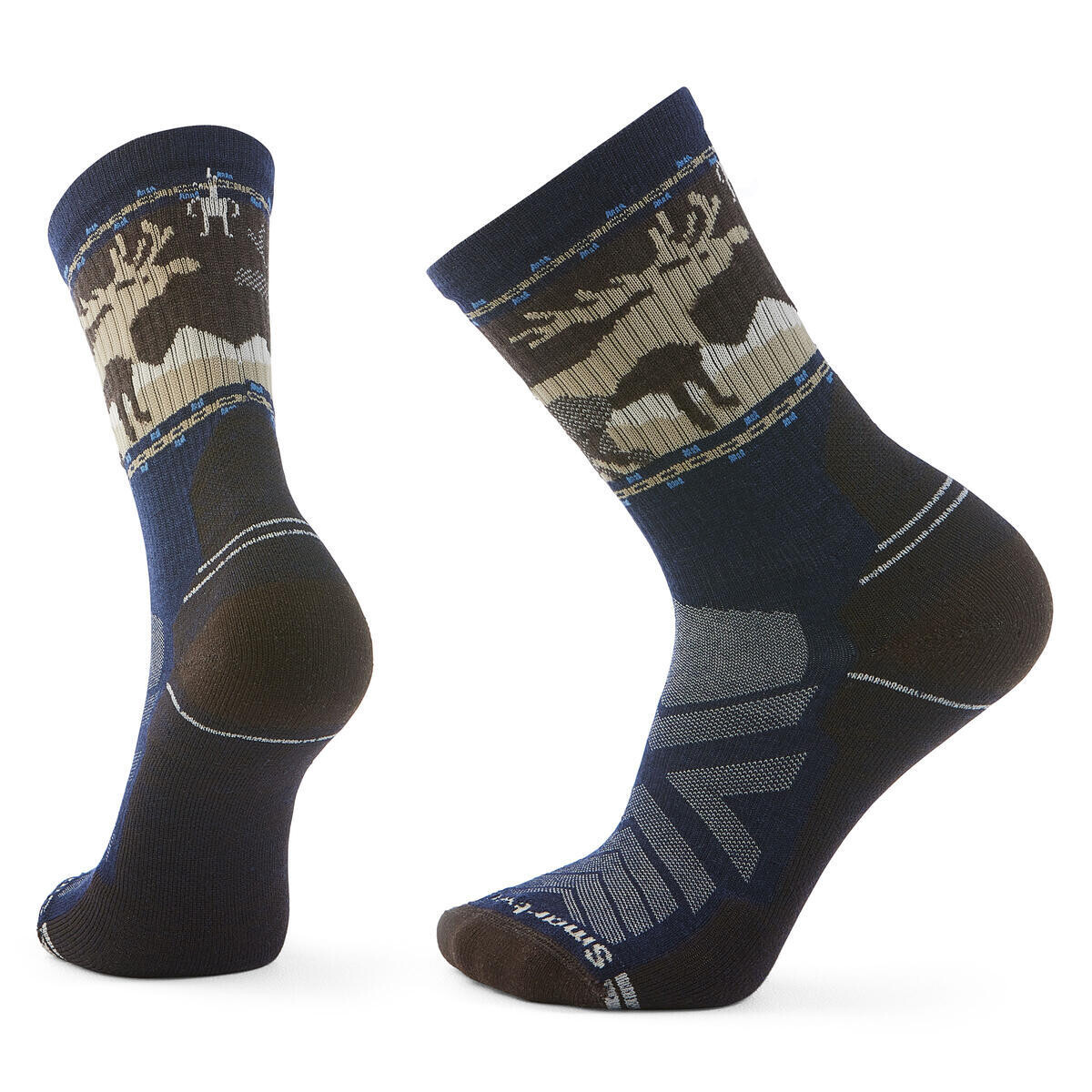 SMARTWOOL Hike Light Cushion Mountain Moose Crew S, Deep Navy velikost: 42-45 (L)