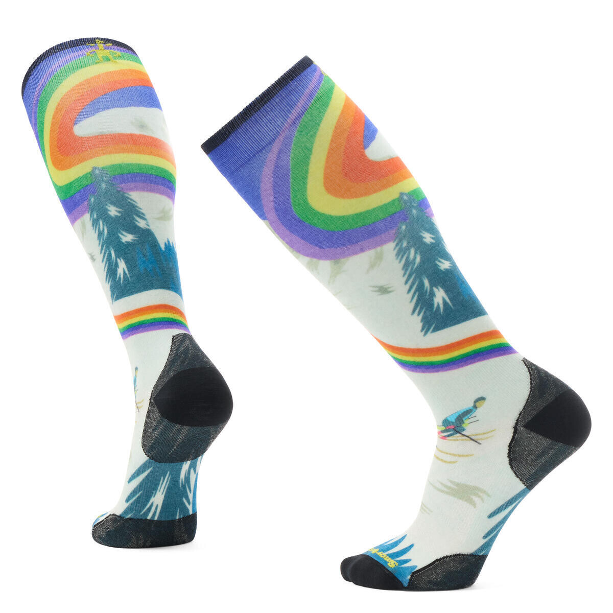 SMARTWOOL Ski Zero Cushion Rainbow Trails Print OT, Laguna Blue velikost: 46-49 (XL)