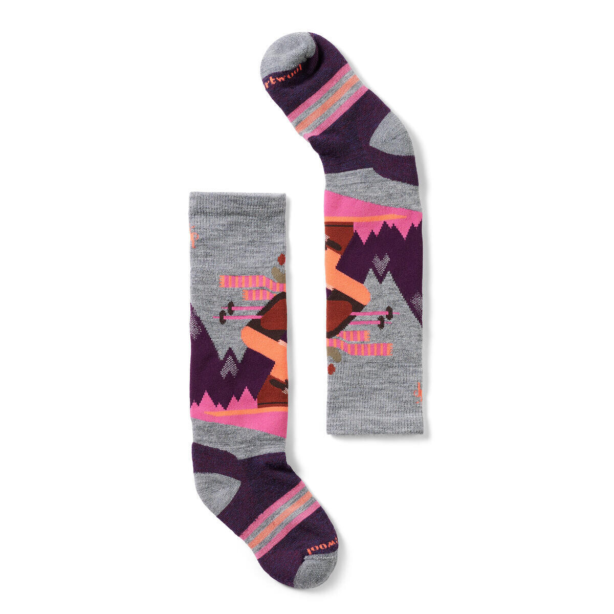 SMARTWOOL Kids' Wintersport Full Cushion Mountain, Light Gray/Pink velikost: 33-36 (L)