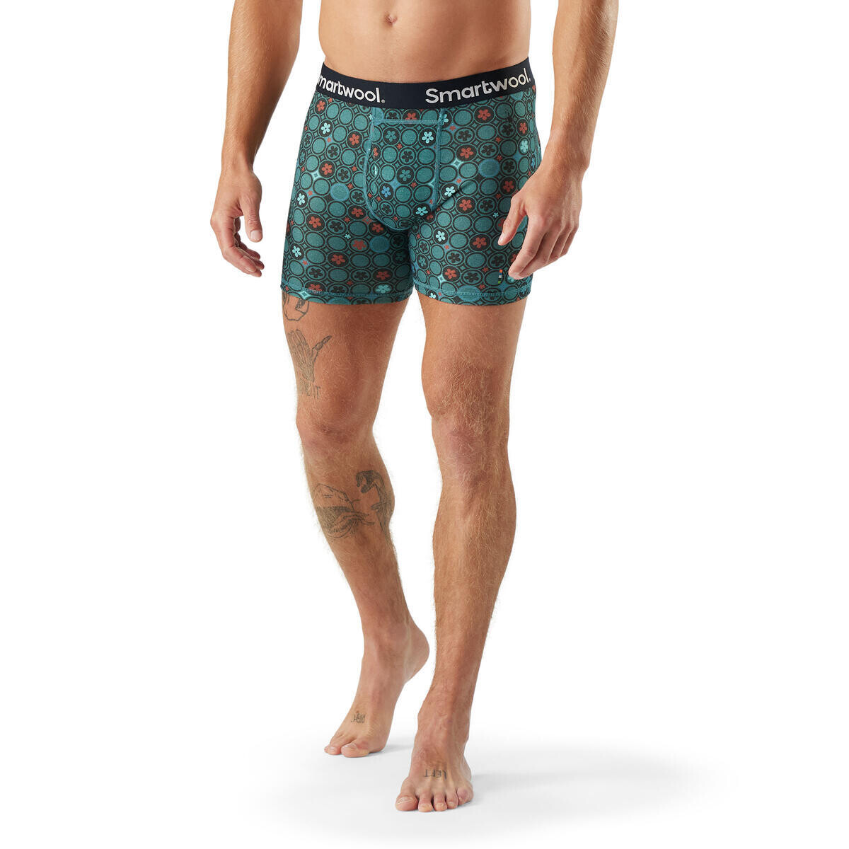 SMARTWOOL Men's Merino Print Boxer Brief Boxed, Dusty Teal Geo Floral velikost: L