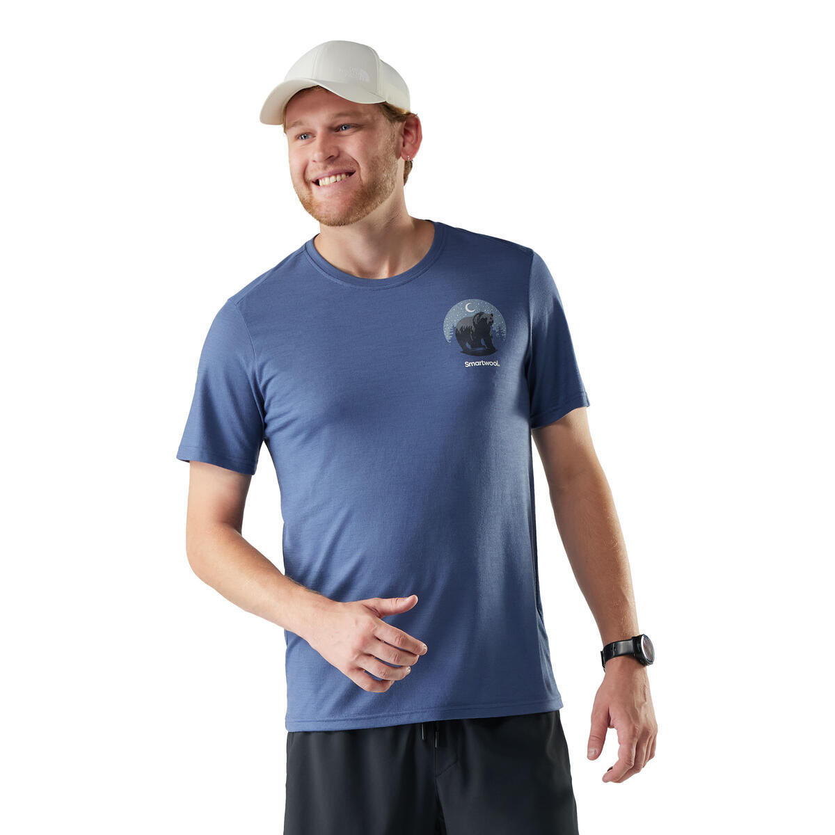 SMARTWOOL Men's Lunar Bear Active Short Sleeve Graphic Tee, Nightfall Blue velikost: L