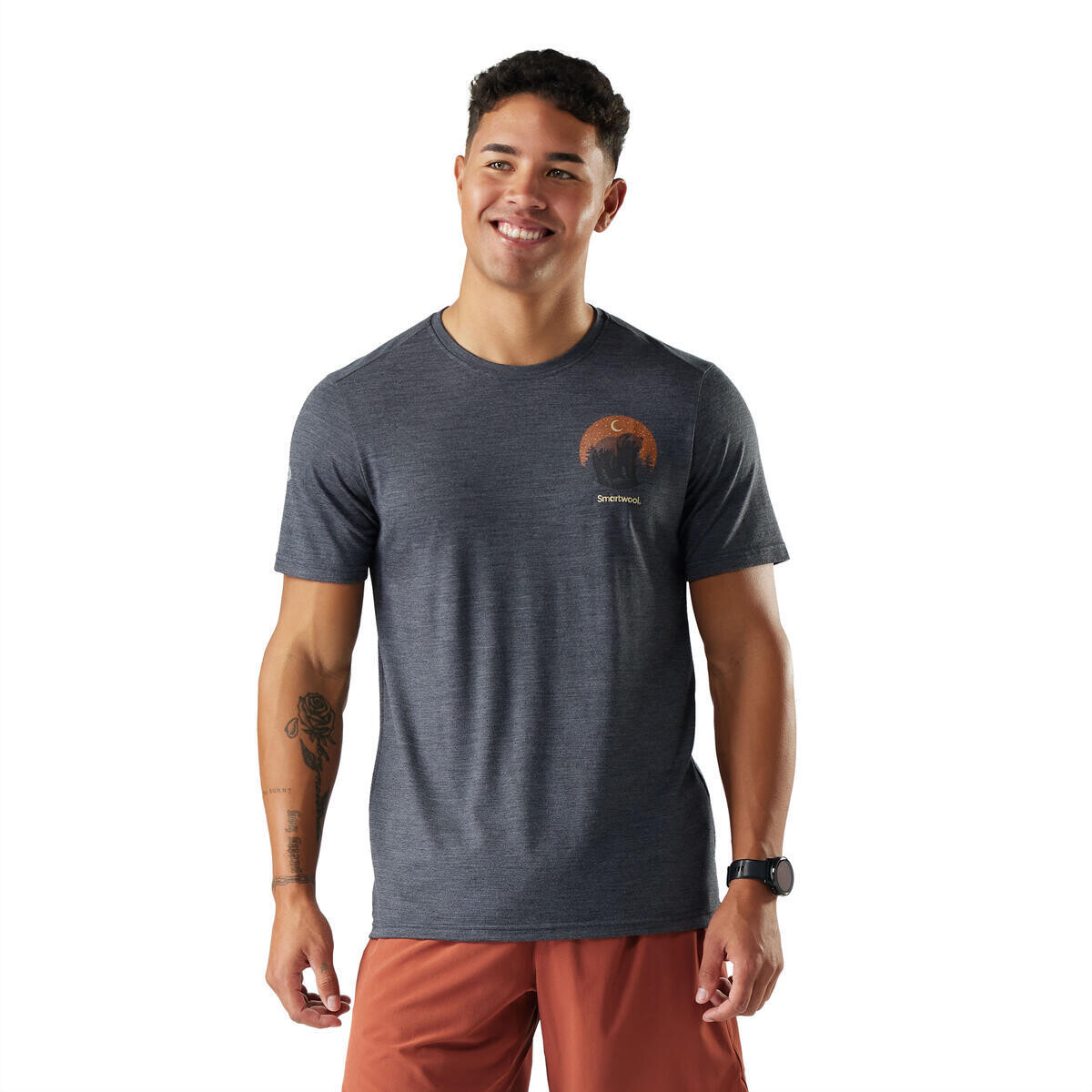 SMARTWOOL Men's Lunar Bear Active Short Sleeve Gra, Charcoal Heather velikost: L