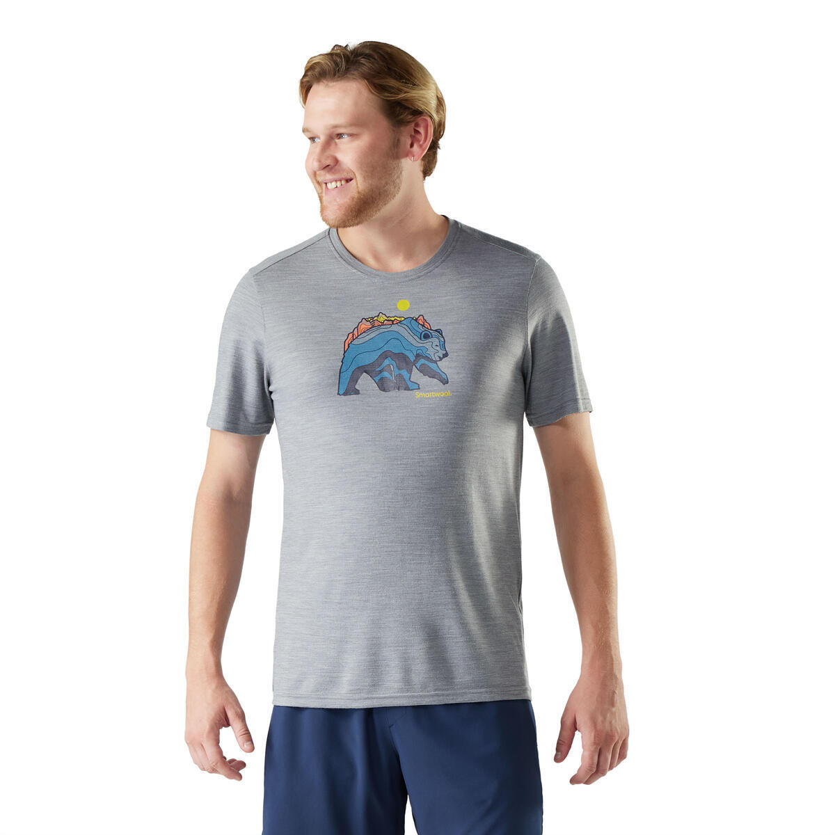 SMARTWOOL Men's Bear Strata Active Short Sleeve Gr, Light Gray Heather velikost: L