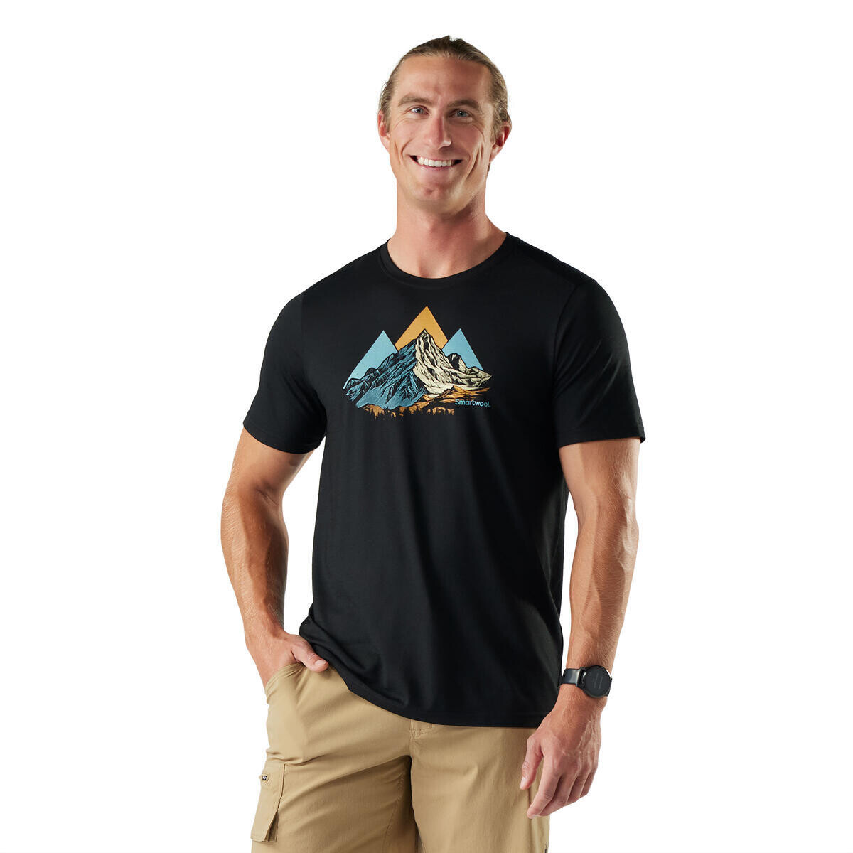 SMARTWOOL Men's Peak Bagger Active Short Sleeve Gr, Black velikost: L
