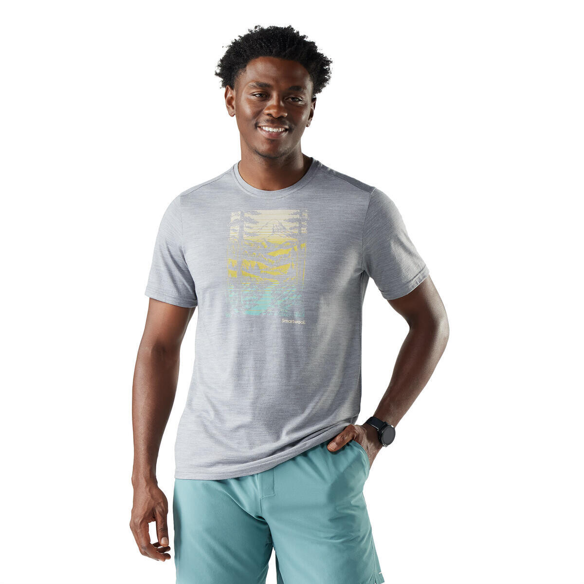 SMARTWOOL Men's Winding Trail Active Short Sleeve, Light Gray Heather velikost: L