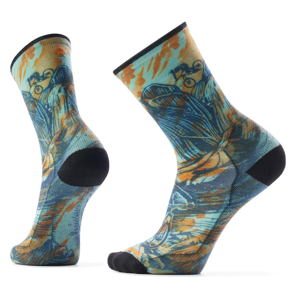 SMARTWOOL Bike Zero Cushion Rugged Ride Print Crew, Capri velikost: L