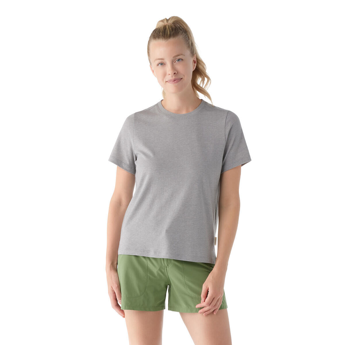 SMARTWOOL Women's Perfect Crew Short Sleeve Tee, Light Gray Heather velikost: L