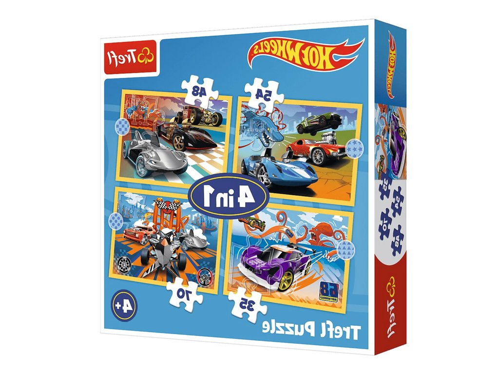 mamido Puzzle Hot Wheels 4v1 Vozidla Trefl 34627