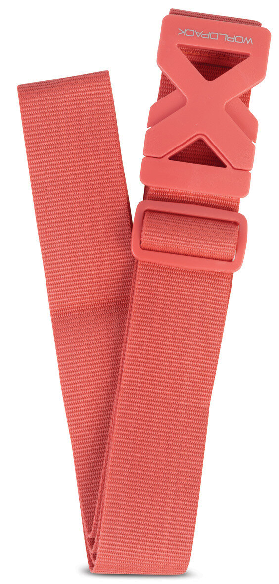 Bezpečnostní popruh na kufr Worldpack - korálový