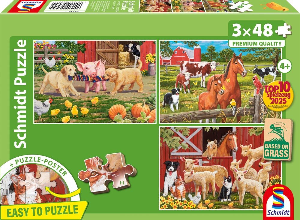 Schmidt Puzzle 3×48 dílků: Zvířata na farmě