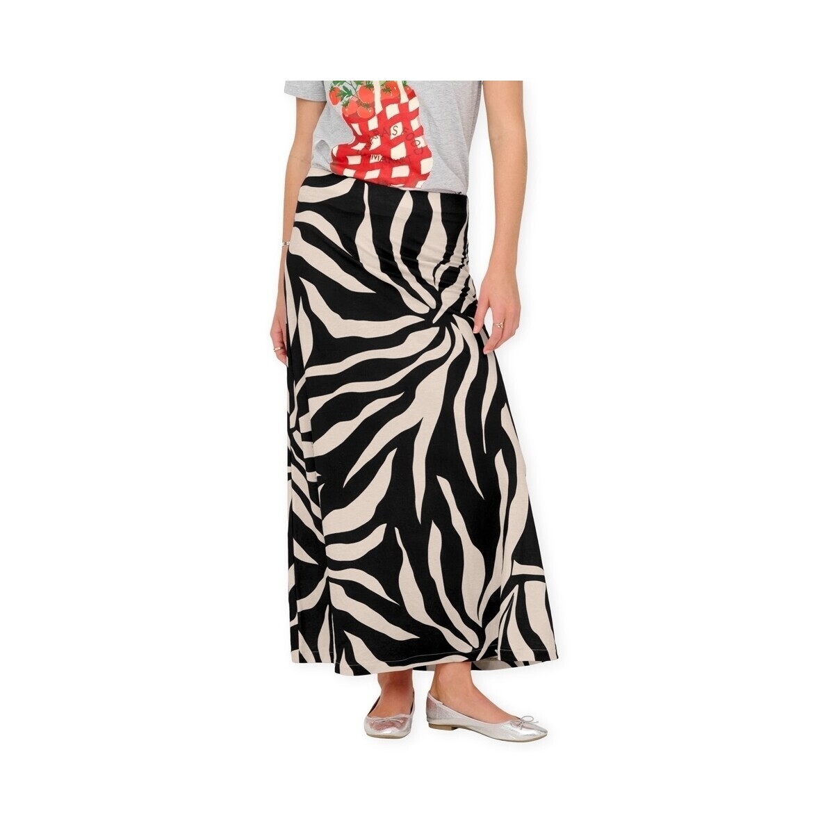 Only  Chigo Sakura Long Skirt - Black/Flower  Černá