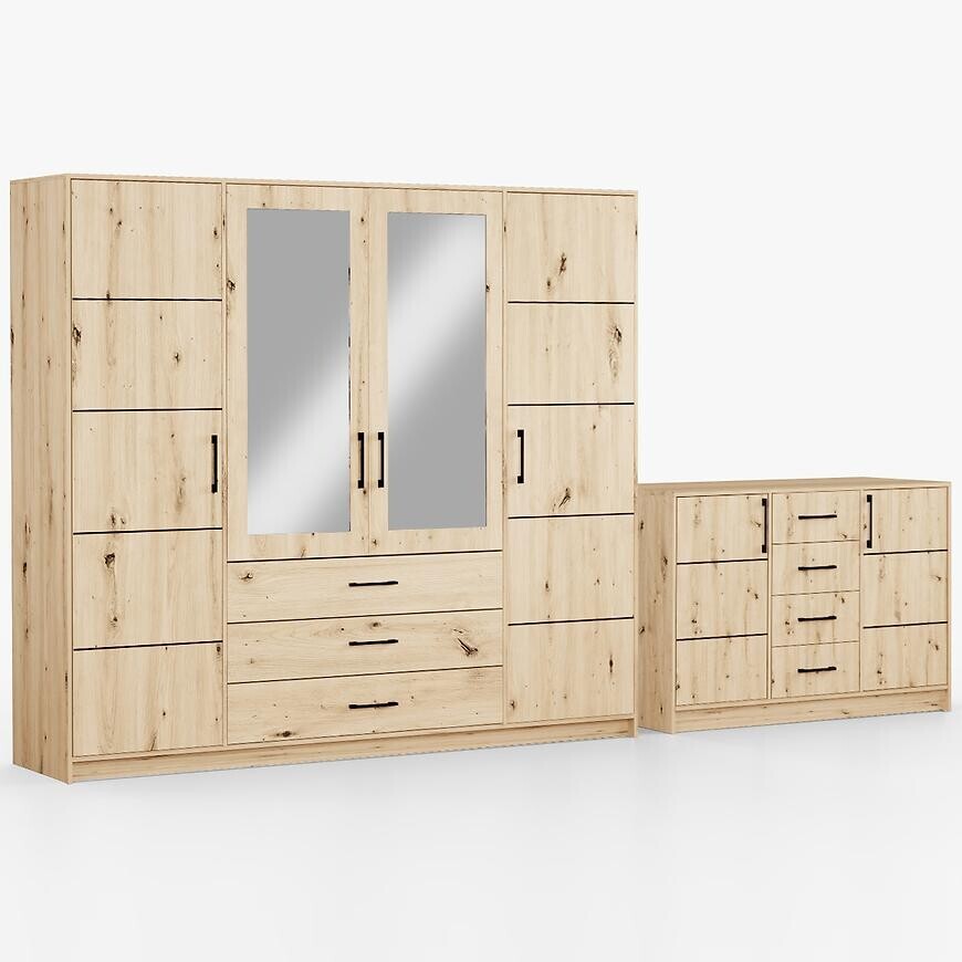 Sestav šatní skříň Belluno 240 artisan + komoda Belluno 150