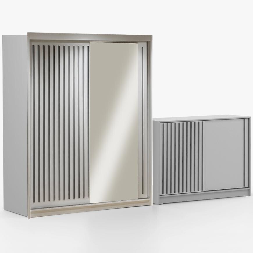 Sestav šatní skříň Royal 150 bílá + komoda Royal 150