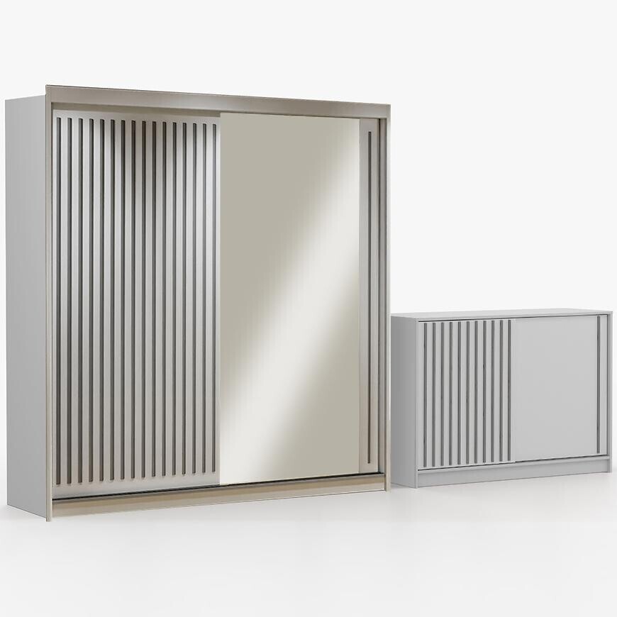 Sestav šatní skříň Royal 203 bílá + komoda Royal 150