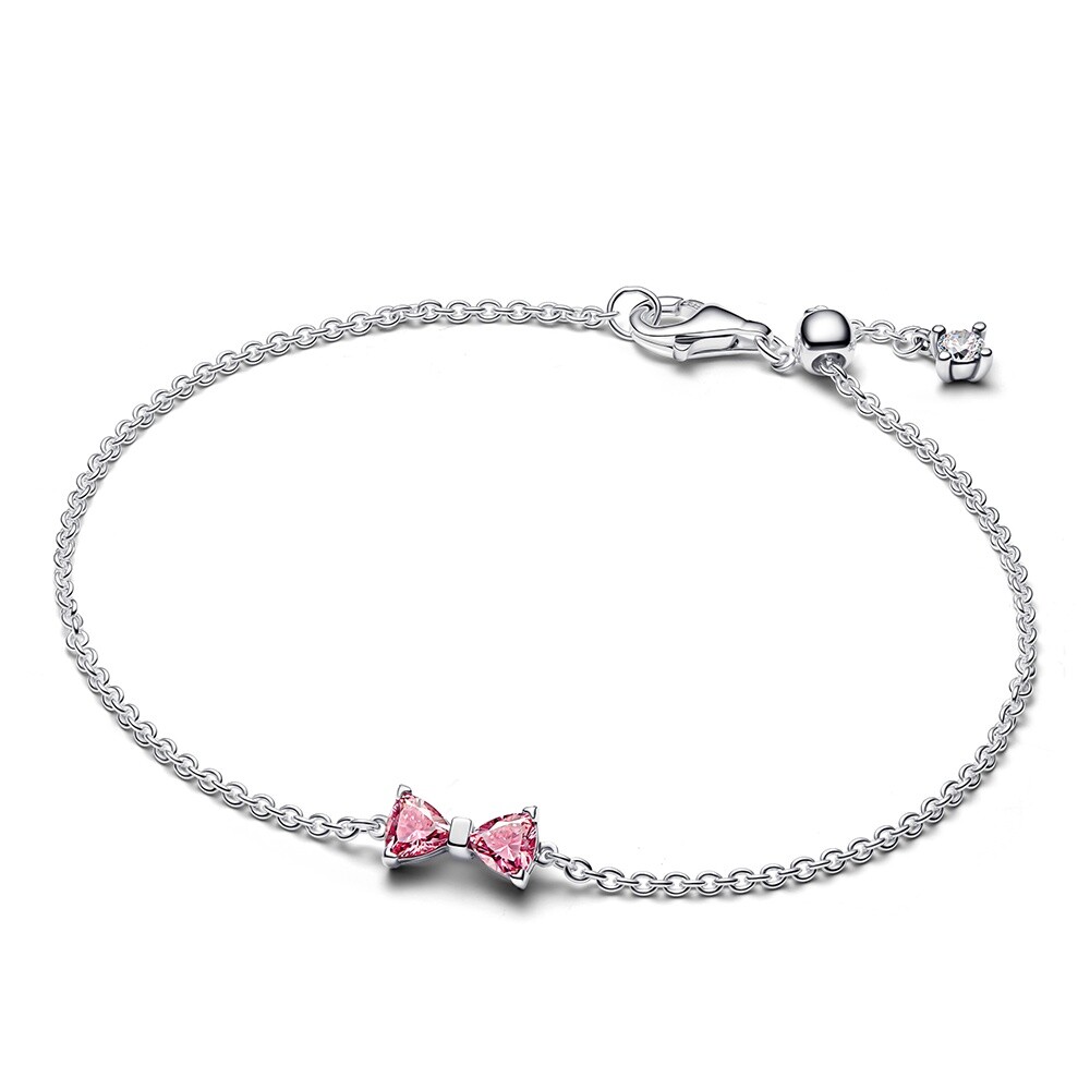 Pandora Něžný stříbrný náramek Růžová mašlička Timeless 594234C01 18 cm