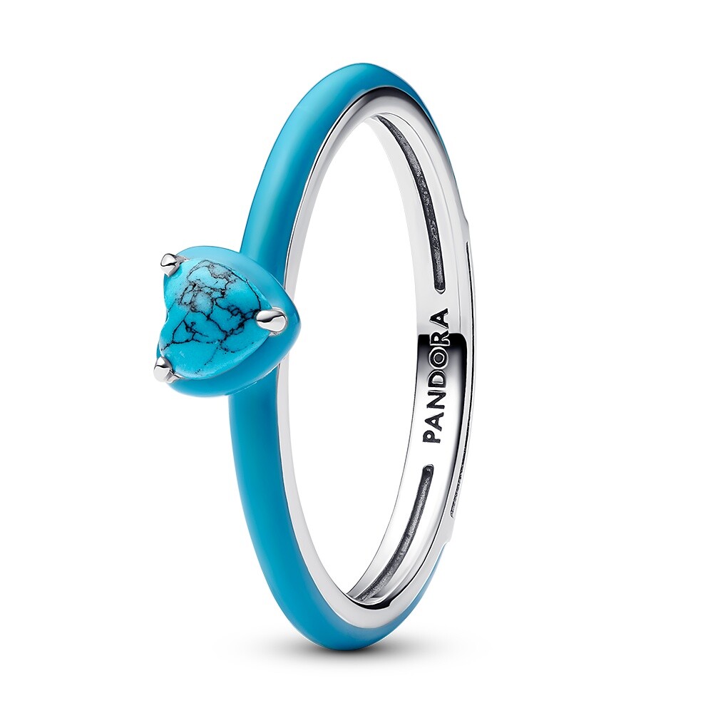 Pandora Originální tyrkysový prsten ze stříbra ME 193828C01 50 mm
