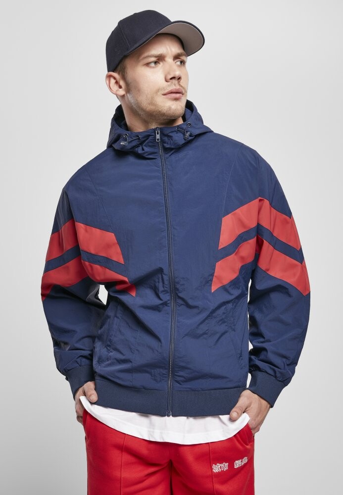 Crinkle Panel Track Jacket - darkblue/cityred M