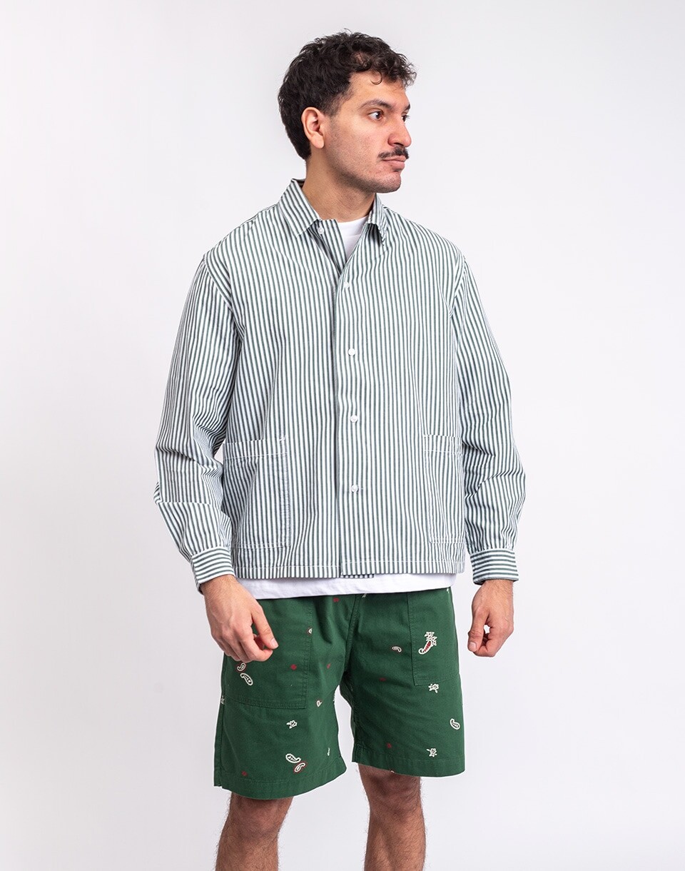 Service Works Poplin Stripe Waiter Shirt FOREST M