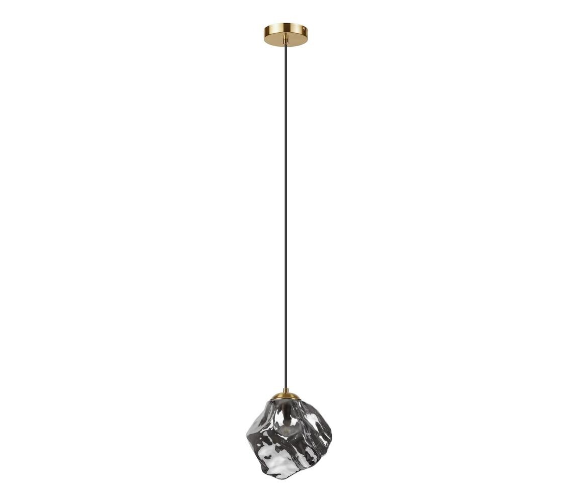 Lustr na lanku CRISTAL 1xE14/15W/230V mosaz/kouřová černá LM-1.302/PATYNA/SMOKY