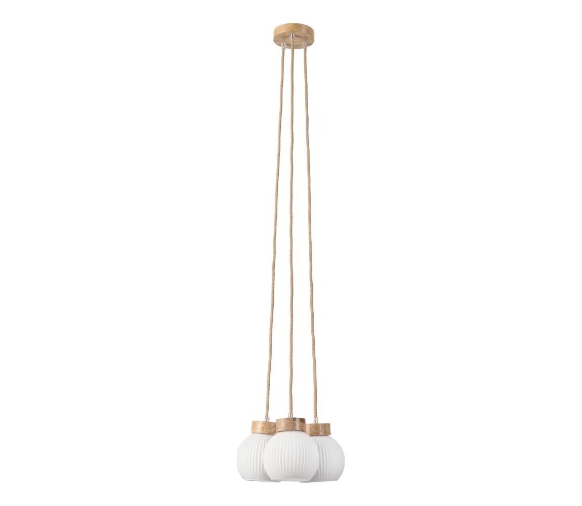 Lustr na lanku LOOMIS 3xE27/15W/230V 130 cm béžová/dub LM-3.315