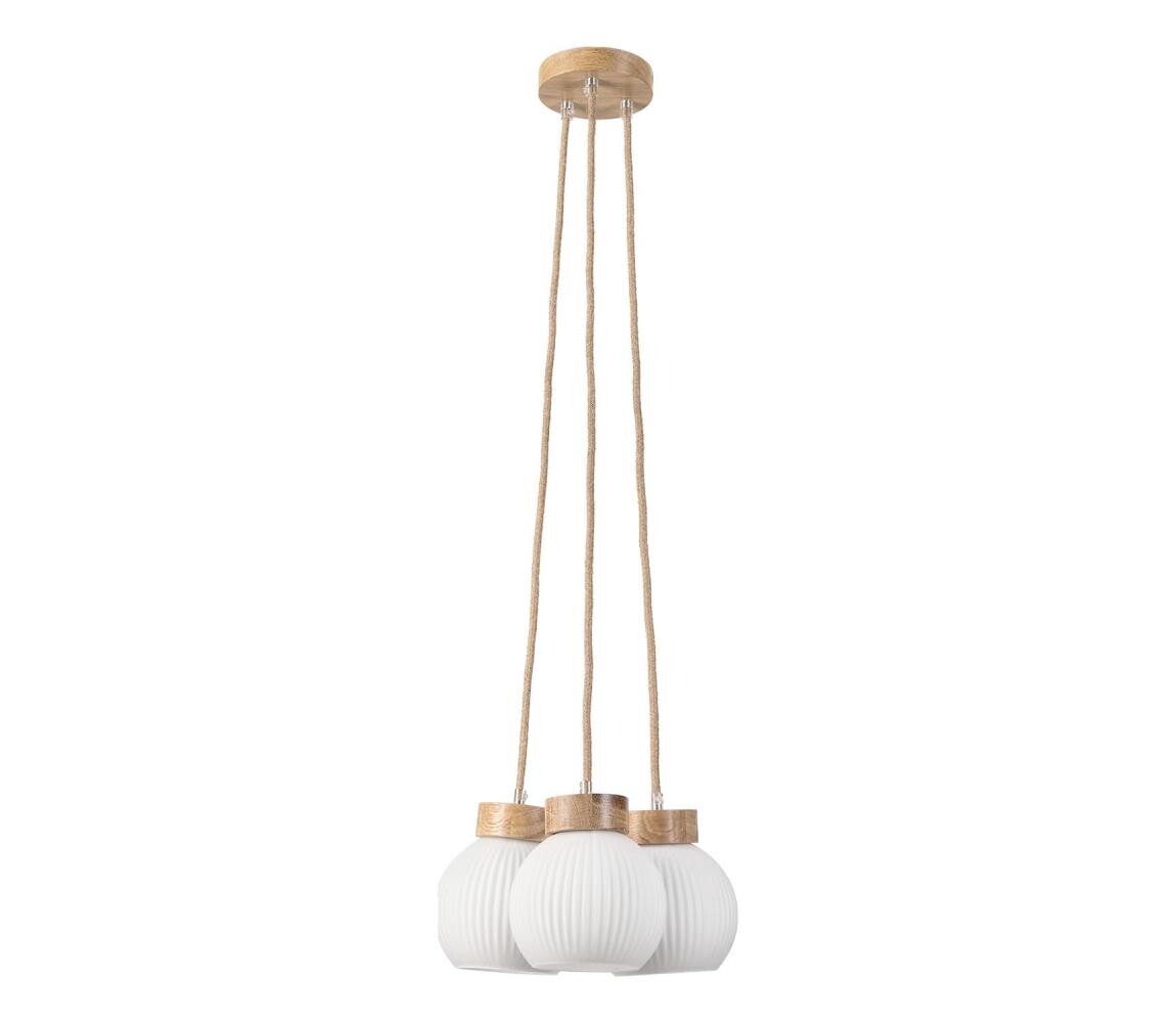 Lustr na lanku LOOMIS 3xE27/15W/230V 83 cm béžová/dub LM-3.315/A