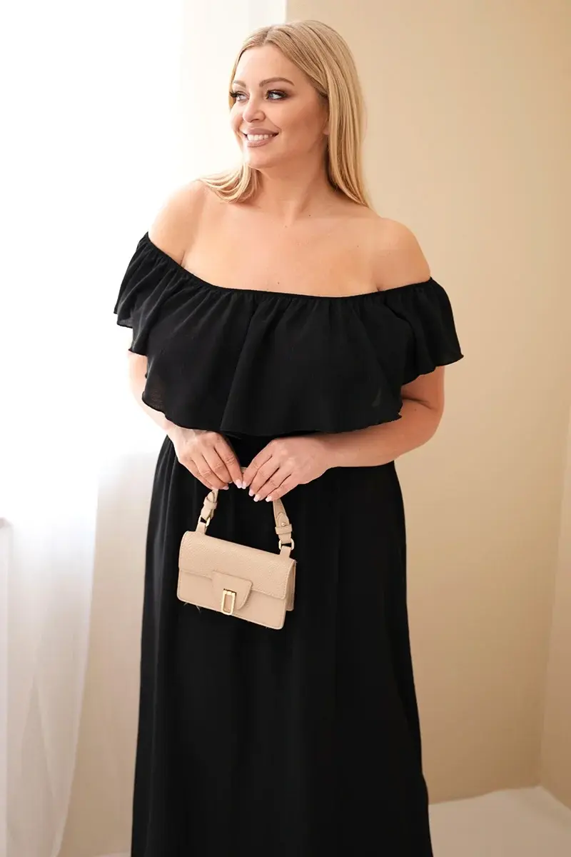 Kesi Plus Size maxi šaty s volánem, černé