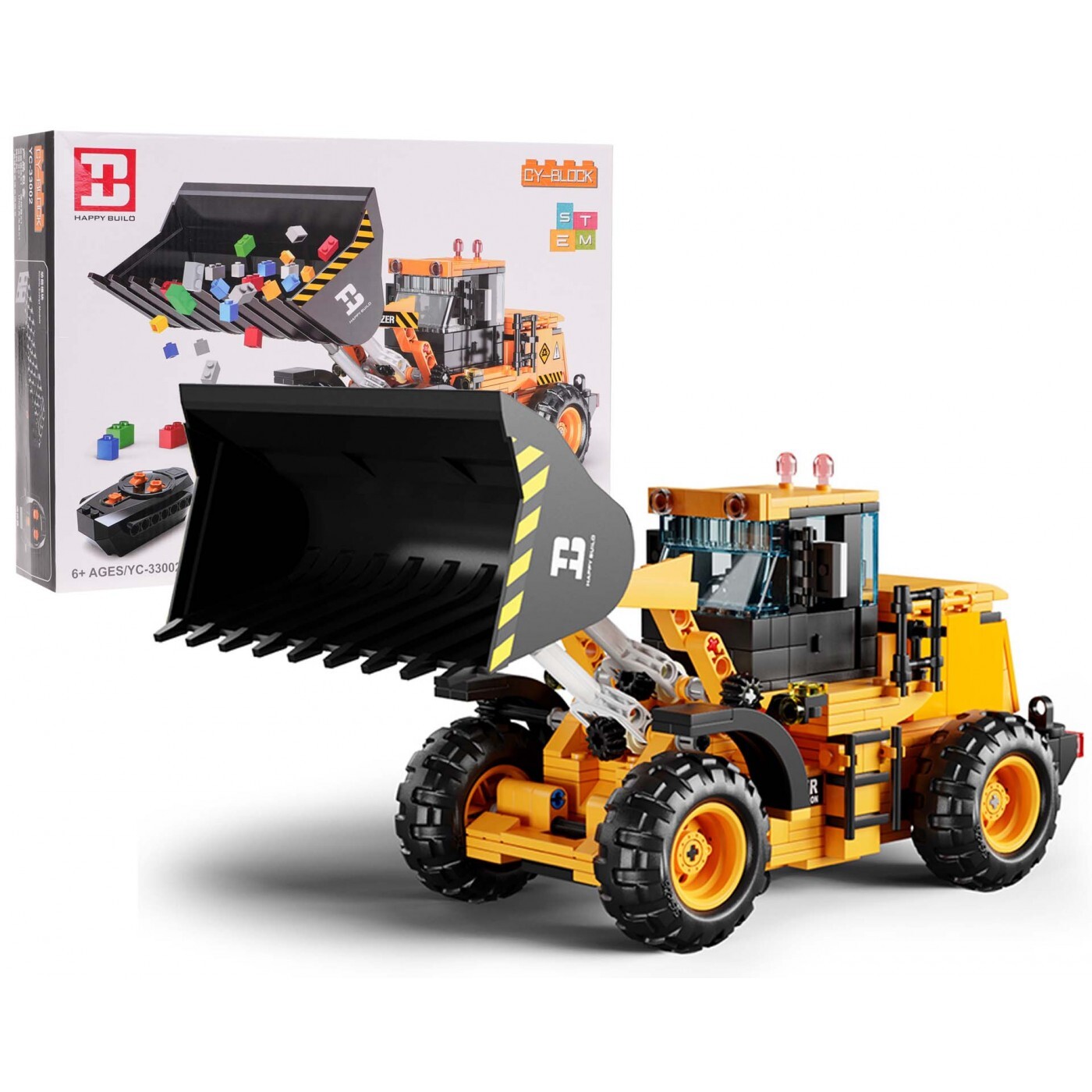 mamido Technická stavebnice R/C buldozer 653 dílků žlutý