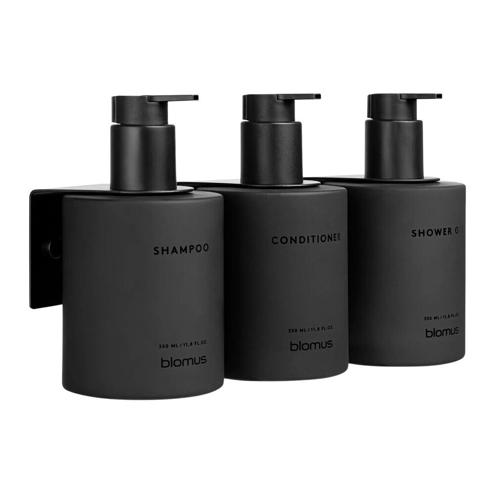Černé nástěnné skleněné dávkovače mýdla v sadě 3 ks 350 ml Kirei – Blomus