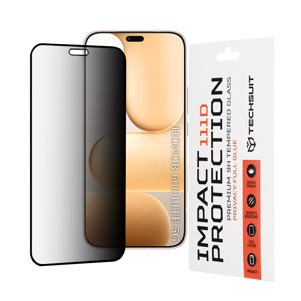 Ochranné sklo Techsuit 111D Privacy Full Glue Honor 600 Lite černé