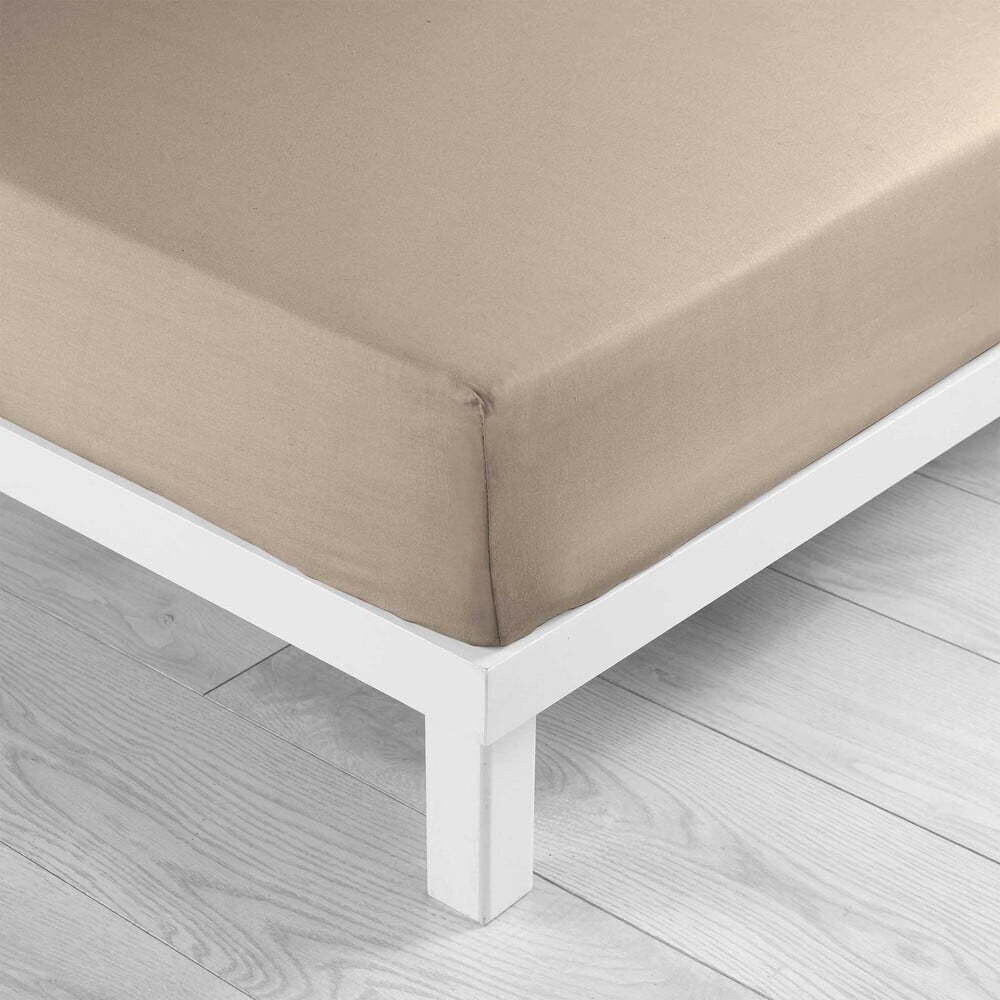 Béžové napínací bavlněné prostěradlo 90x190 cm Lina – douceur d'intérieur