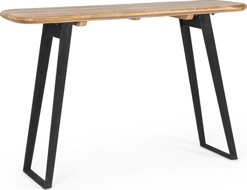 Černý/ve světle přírodní barvě konzolový stolek s deskou z mangového dřeva 40x130 cm Nashik – Bizzotto