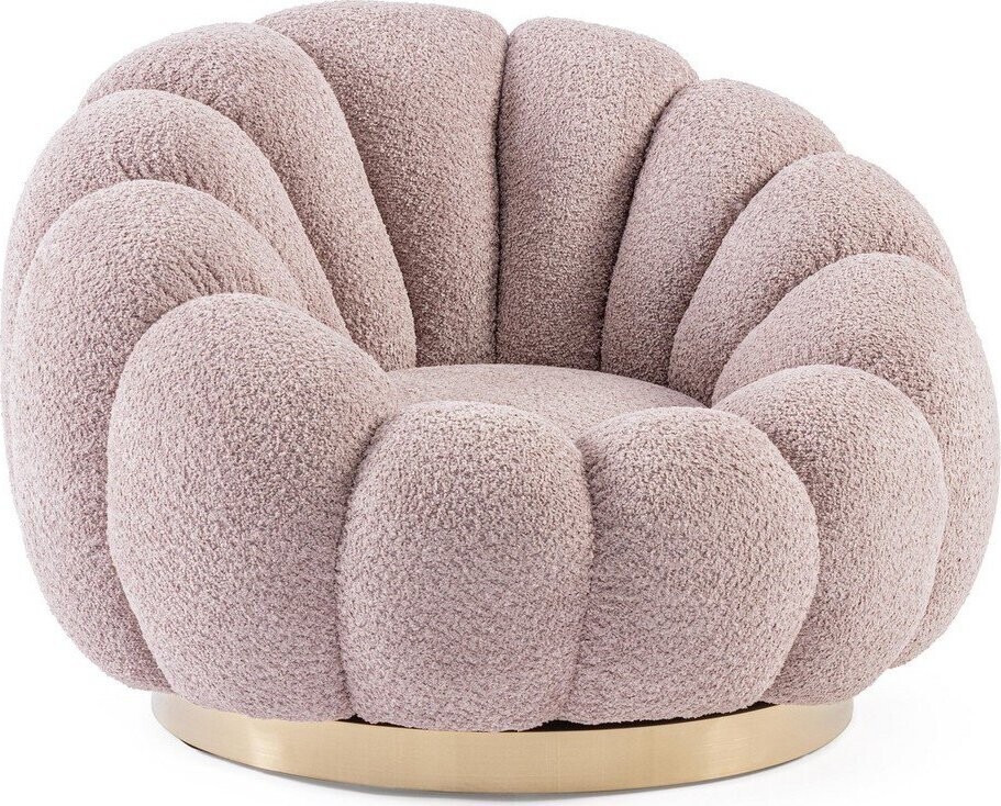 Růžové otočné křeslo z textilie bouclé Florel – Bizzotto