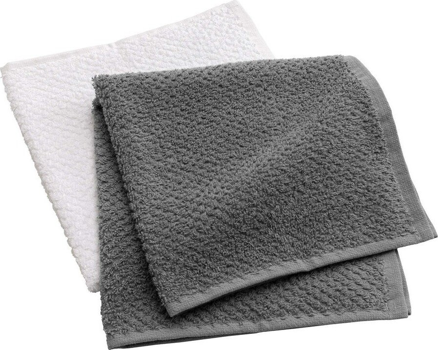 Bílé/šedé froté bavlněné ručníky v sadě 2 ks 50x50 cm Gourmet – douceur d'intérieur