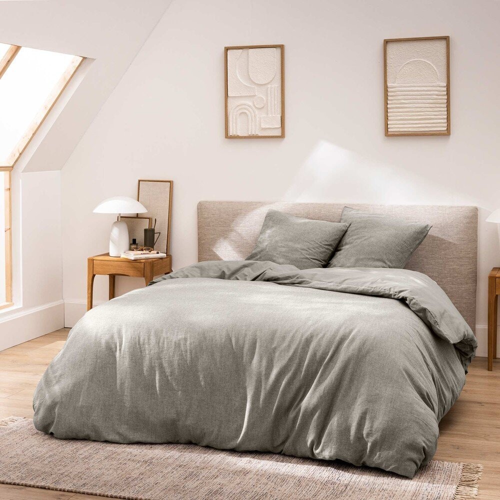 Šedé 3dílné bavlněné povlečení na dvoulůžko/prodloužené 240x220 cm Meline – douceur d'intérieur