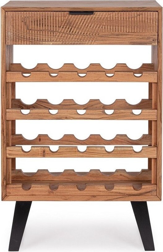 Vinotéka z masivu akácie v přírodní barvě 60x95x40 cm Isar – Bizzotto
