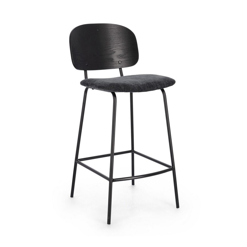 Černá/antracitová čalouněná barová židle (výška sedáku 67,5 cm) Sienna – Bizzotto