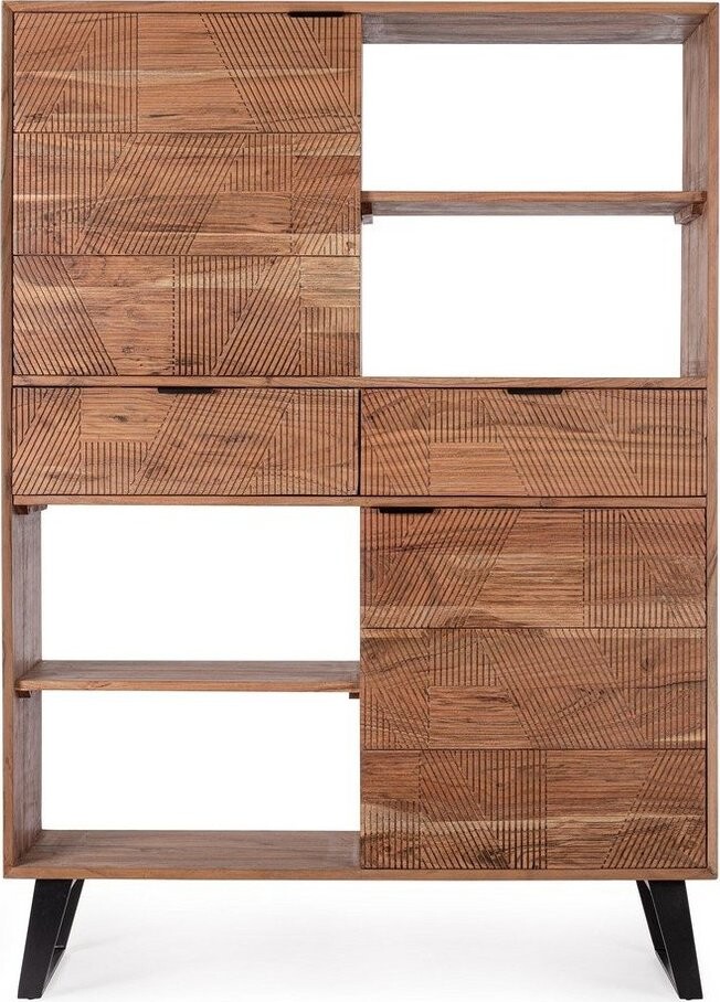 Regál z masivu akácie v přírodní barvě 118x165x40 cm Isar – Bizzotto