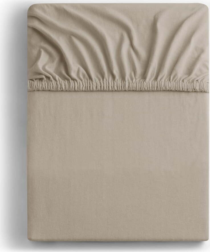 Světle hnědé napínací prostěradlo jersey 160x200 cm Amber – Restilo