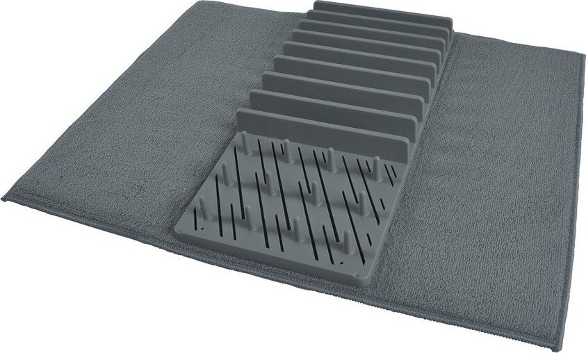 Šedá plastová odkapávací podložka na nádobí 50x38 cm – Homéa